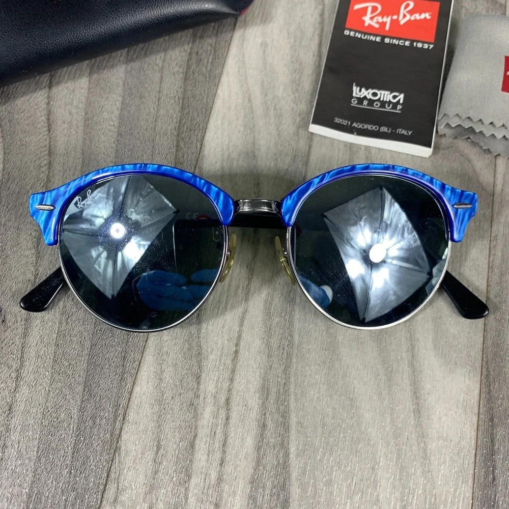 RAY BAN RB4246 984 ROUND UNIQUE WRINKLE BLUE FRAMED SUNGLASSES Excellent